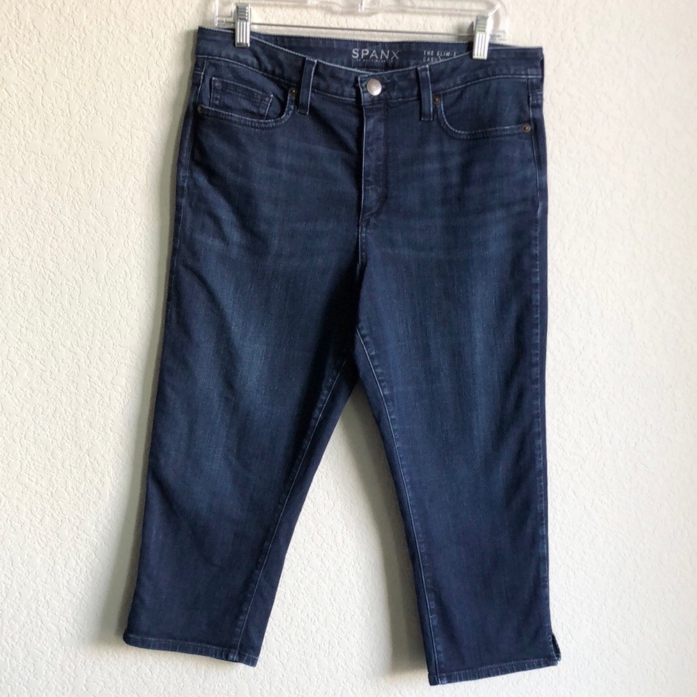 Spanx The Slim X Casual Capri Pant Jeans Dark Wash 30
